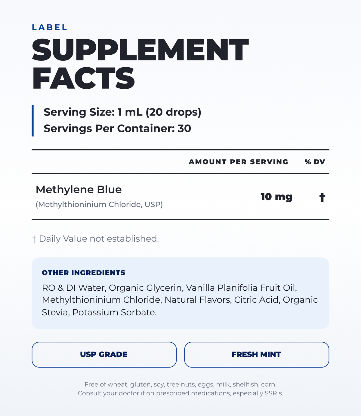 Ultra Methylene Blue - Fresh Mint Flavor (50mL) (30 Servings)