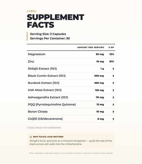 Shilajit Complex - Super-Infused Supplement (90 Capsules) (30 Servings)